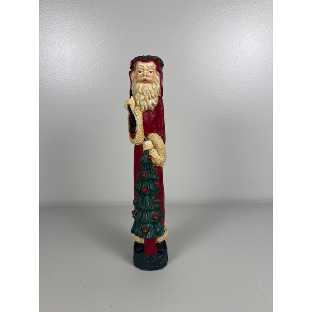 Tall Slender Santa Claus Figurine Red Robe Christmas Tree‎ Decor 11 Inch